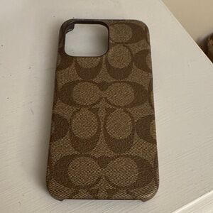 COACH iPhone 15 Pro Max Tan Monogram Case